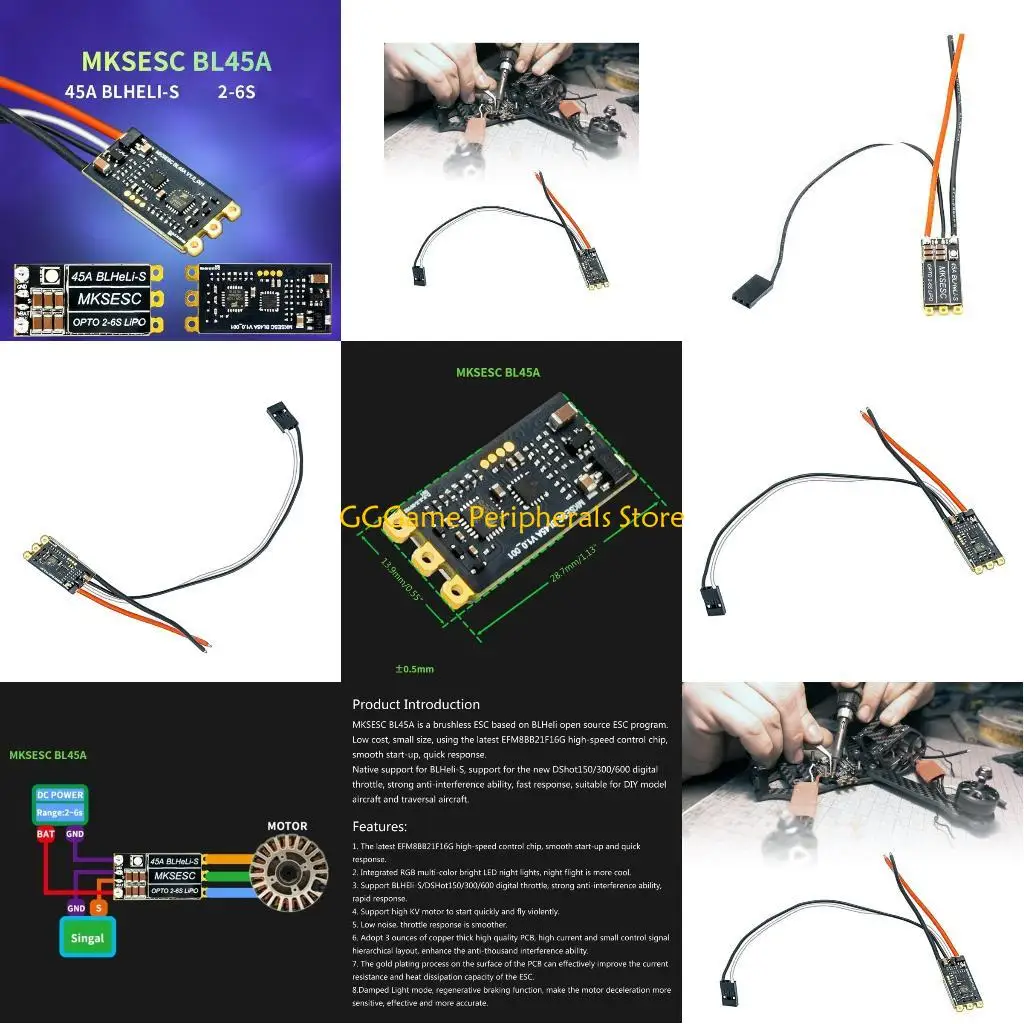 

U55B 45A ESC Brushless DSHOT600 BLHeli_S 2-6S LiposElectronic Speed Controller for Drones Multirotor Quadcopter