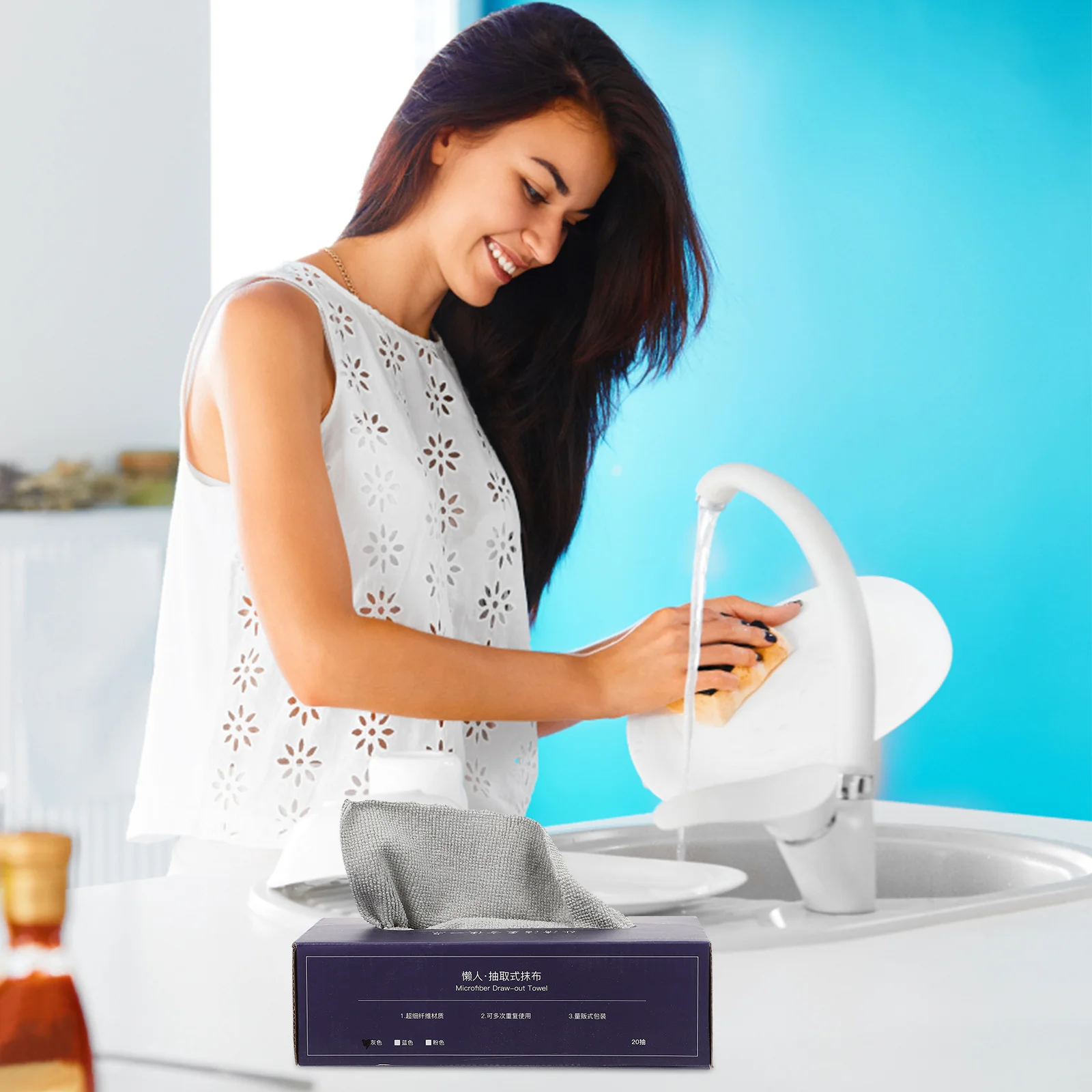 

20pcs Ultrafine Fiber Dish Cloths Quick Dry Kitchen Cleaning Cloths For Scrubbing Bowls Washing Dishes Non Scratch Sponge