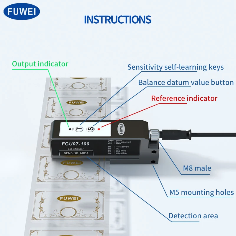 

FUWEI FGU07-100 Slot Type Label Detection Machine Clear Non-Transparent Capacitance Switch Frequency Labeling System