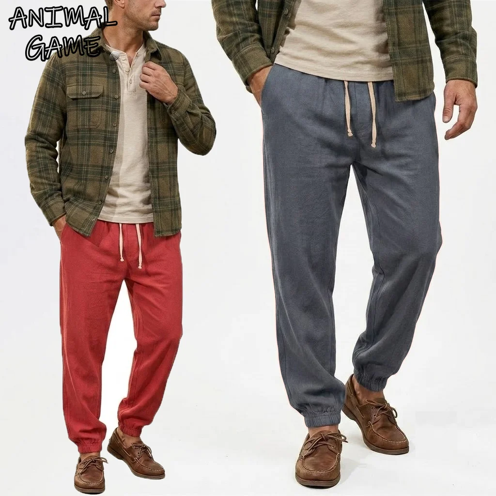 Men's Solid Color Harem Sweatpants Casual Athletic Joggers Loose Pants Activewear Trousers Korean Gym Man Drawstring Track Pants