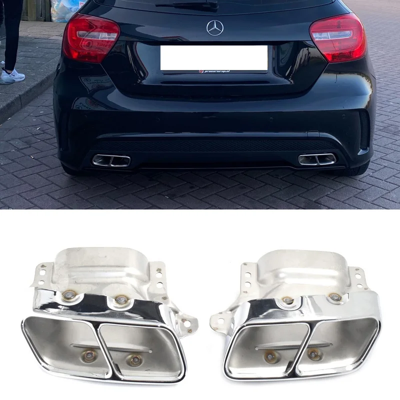 

1 Pair Quad Exhaust Tips Stainless Steel For Mercedes A45 W176 CLA45 C117 2013-2018 Car Accessories Muffler Tip