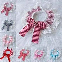 Plaid Hund Bogen Lätzchen Kragen Spitze Schal wasch bar Bowties Kopftuch Bandanas Welpen Katze Halskette Haustier Zubehör Katze Hund Lätzchen Bandanas
