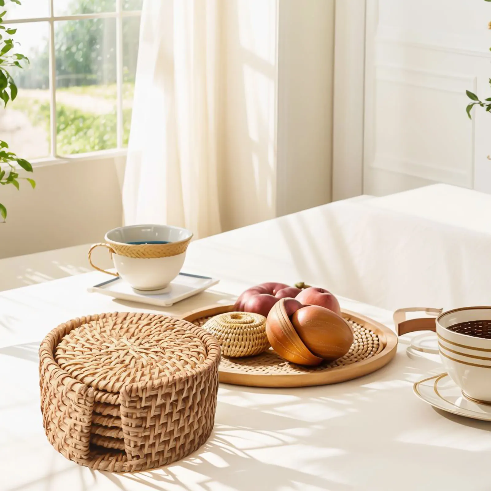 For Daily Use Handwoven Coasters Natural Wicker Coasters Handwoven Craftsmanship Heat Insulation Long-lasting Use