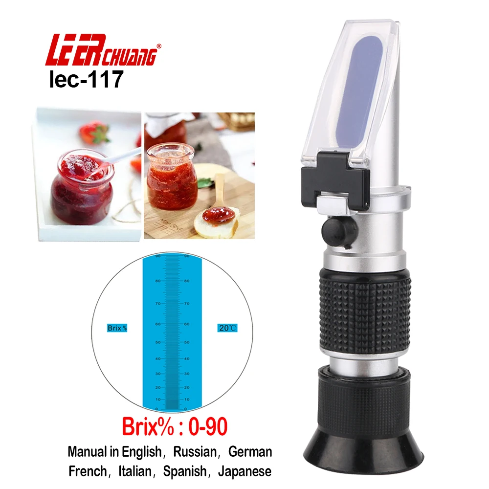 LEC Refractometer Juice Brix Range 0-90% Scale Sugar Tester With ATC Sugar Beekeep Tester Handheld Digital Refractometer