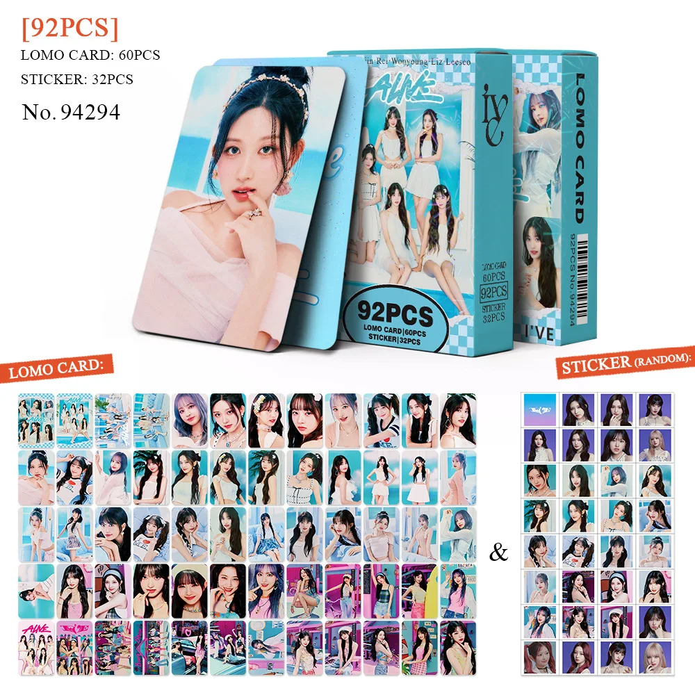 92pcs Kpop IVE Lomo Cards and Stickers Photo Album ALIVE LOMO Cards