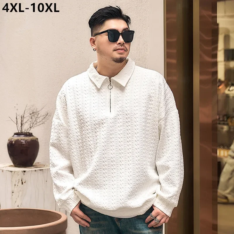 

Off White Polo T Shirts Men Knitted Sweater Autumn Overlarge 10XL 9XL 8XL Plus Size Loose Pullover Turn-down Collar Sports Tops