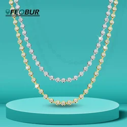 FEOBUR 3mm Round Moissanite Tennis Necklace for Women Certified S925 Sterling Silver Bubble Diamond Choker High Quality Jewelry