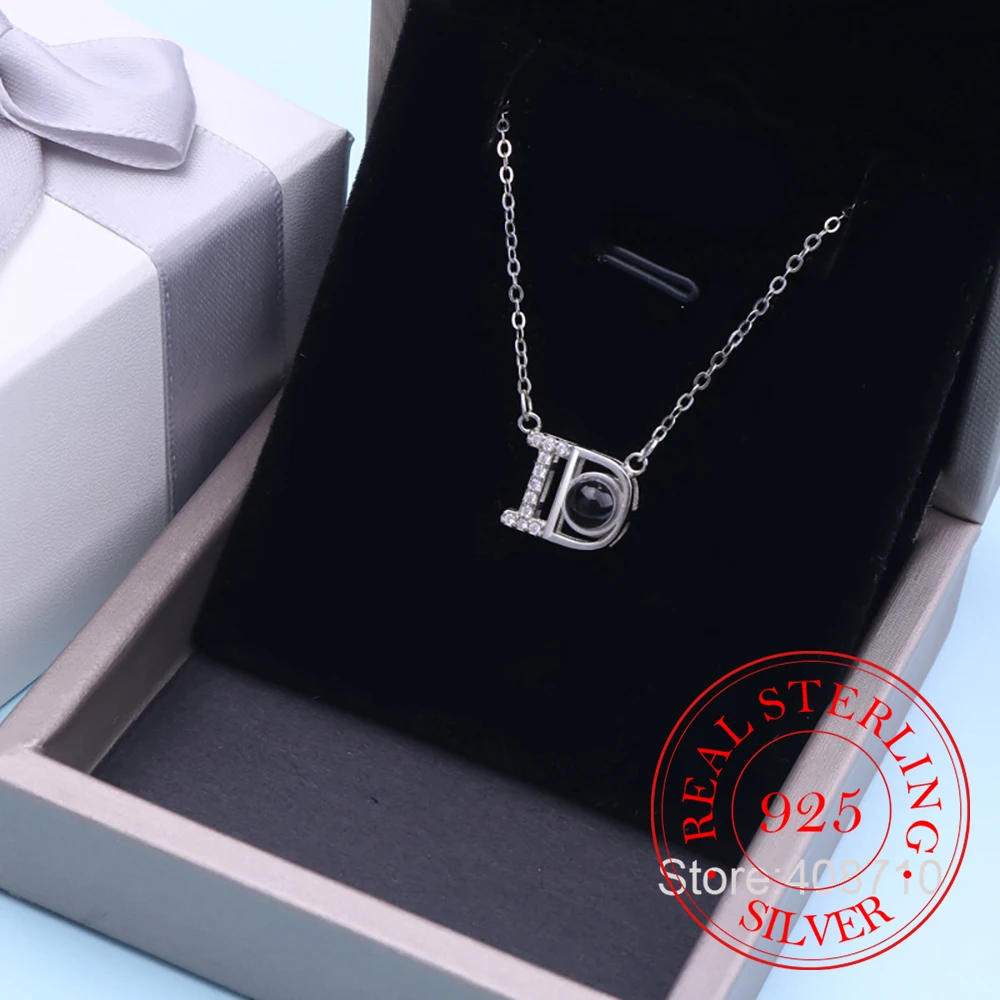 925 Sterling Silver Projected Letter I Love You in a Hunderd Language Necklace Pendant For Women Wedding Party Gift Collar