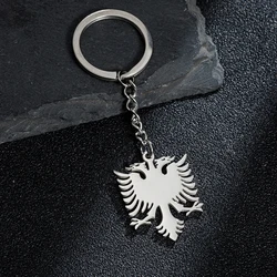 Fashion Albanian Eagle Pendant Keychain Gold Silver Color Stainless Steel Key Ring Jewelry For Man Woman