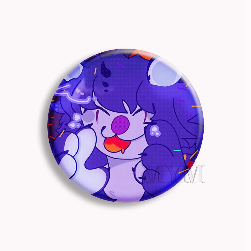 Purple Grumpy Protogen Anime Soft Button Pin Creative Chilling Cartoon Brooch Badge Bag Decor Accessories Fans Collect Gifts