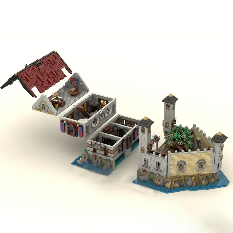 Castelo medieval modelo moc blocos de construção prisão medieval tijolos técnicos diy montagem brinquedos construção para presentes do feriado