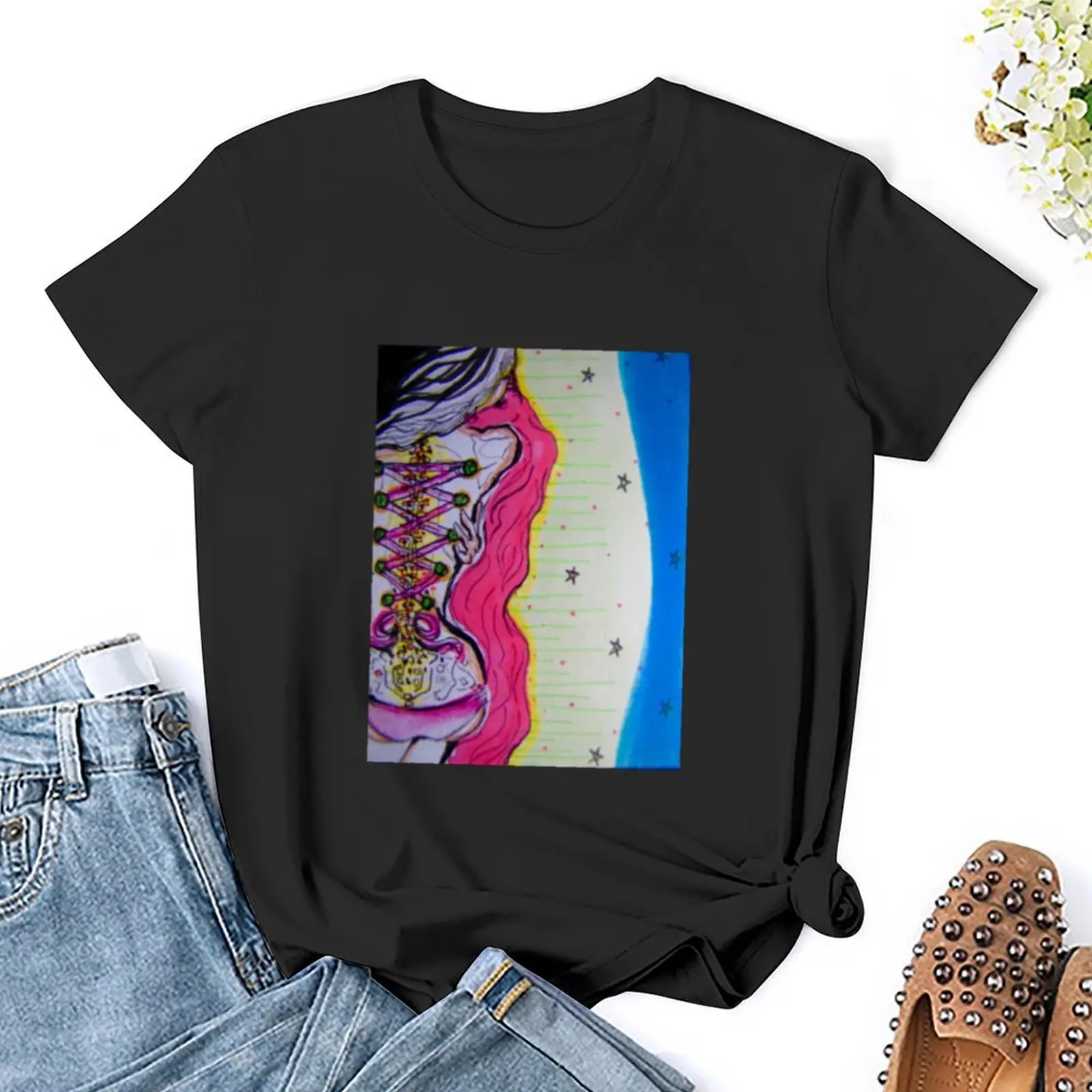 MS Hug T-Shirt vintage clothes tops Blouse graphics Woman clothes