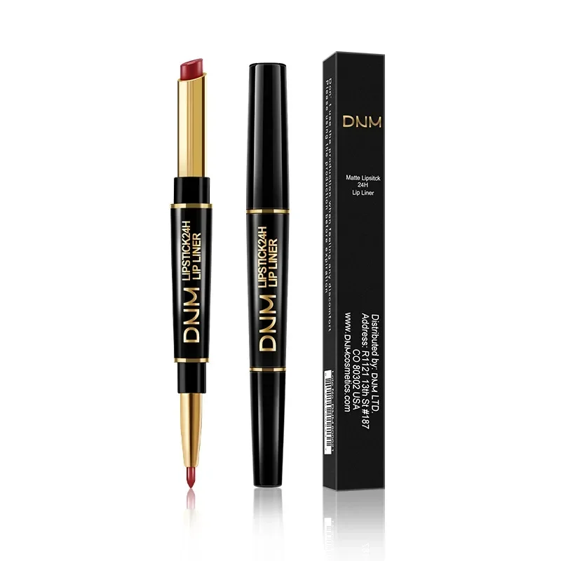 DNM Double-ended Matte Lipstick Pencil Non-stick Cup Long Lasting Lipstick Lip Liner Waterproof 2 In 1 Lip Stain Pencil Makeup