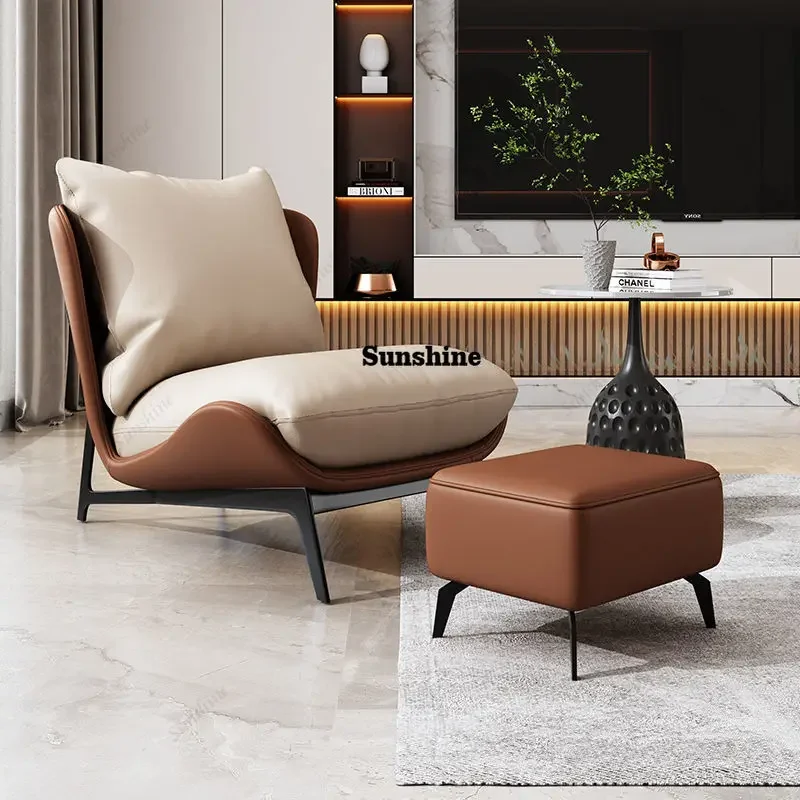 Italian Luxury Light Sofa Chair: Trendy Lazy Lounger, Ideal for Small Living Rooms & Balconies  FT