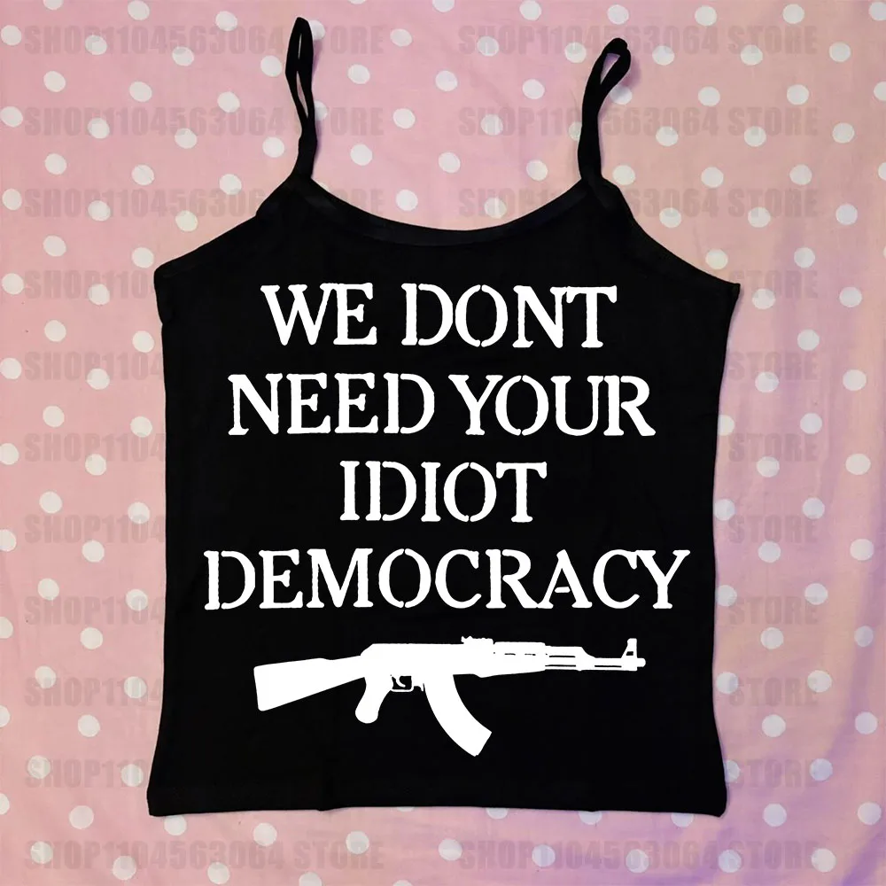 punk hip hop band letter print Vintage Y2k 90s Emo girl Tank Top Streetwear Harajuku Gothic Graph cute Streetwear crop Tops