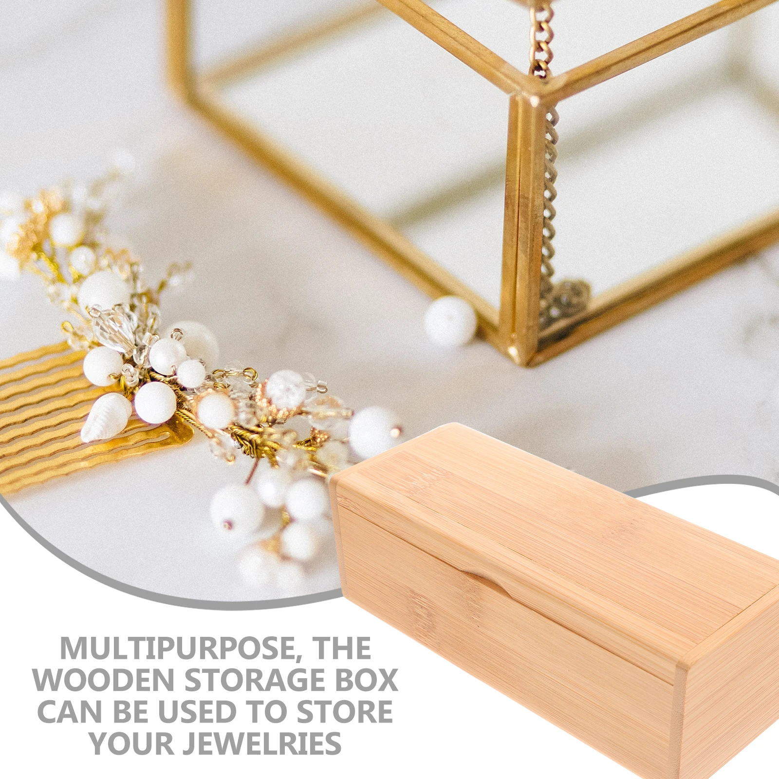 

Bamboo Storage Wooden Jewelry Container Organizer Bedroom Keepsakes Glasses Case Trinket Bamboo Wood Craft Storage