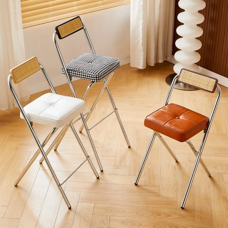 2026 Dining Chairs with Foldable Design Space Saving Kitchen Stool with Backrest Modern Ergonomic High Seat Compact Furniture