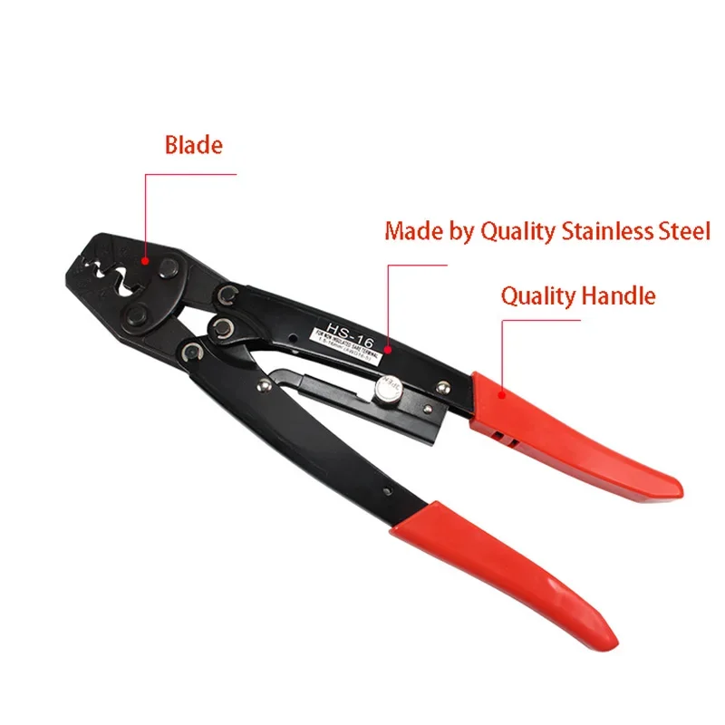 BIESUO HS-16 Crimper Plier Ratchet Crimping Tool for Non-Insulated Terminals Polished Jaw Pressure Regulating Device Hand Toolv