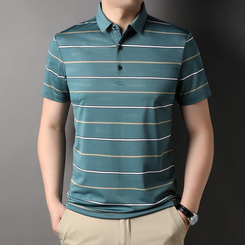 

Top Grade New Summer Striped Fashion Polo Shirts For Men Regular Fit Short Sleeve Designer Casual Tops Fashions Men Clothes