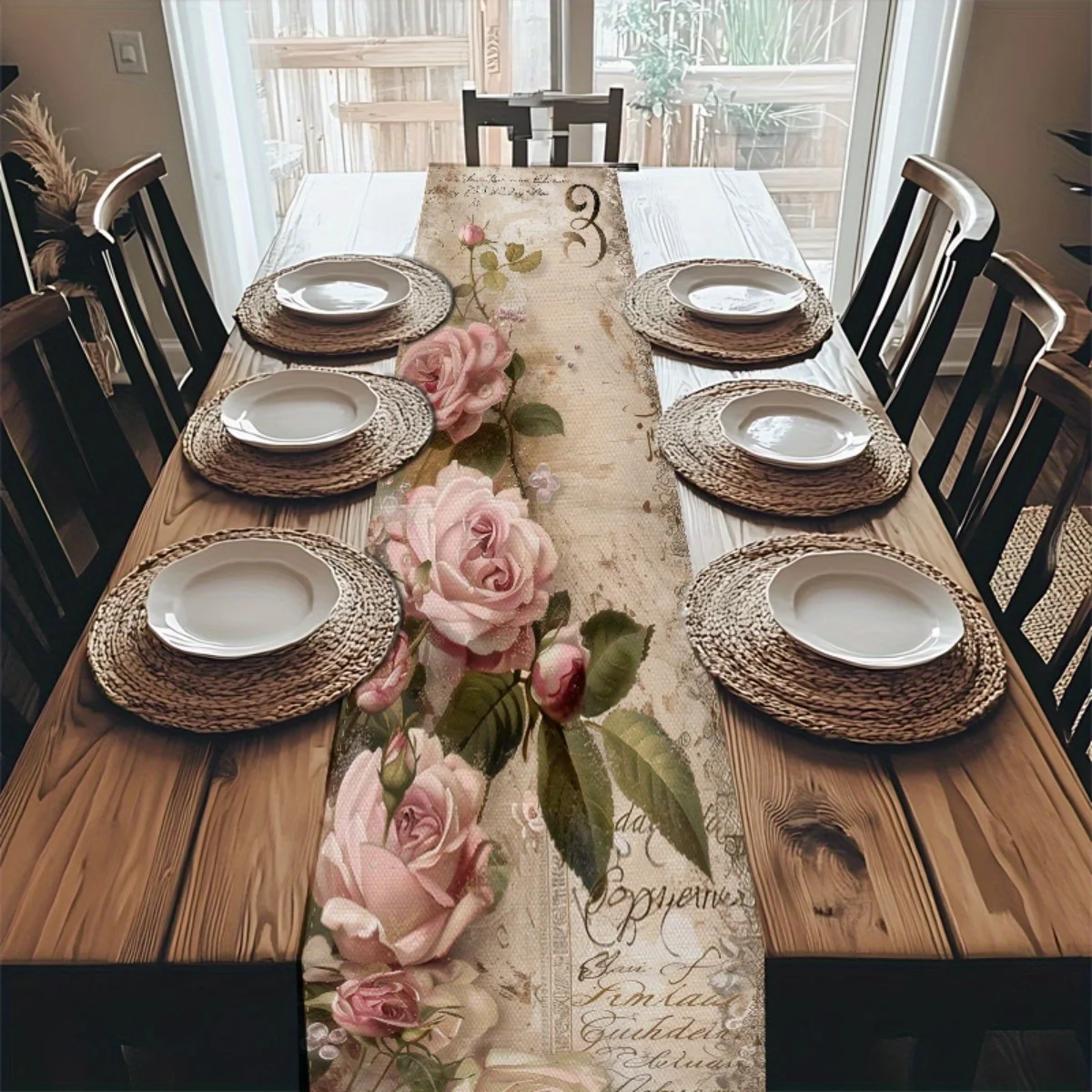 1 elegant floral tablecloth - vintage rose pattern with 