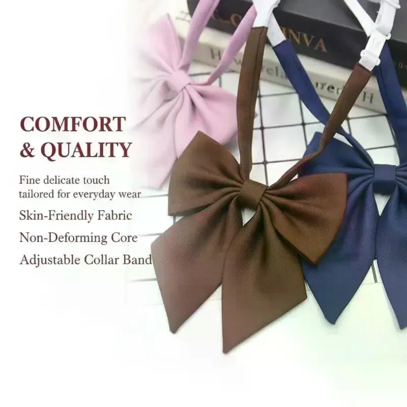 Fashion JK Bowties Solid Pink Blue Black 13cm Width Soft Cotton Butterfly Uniform DK Tie Women Daily Wear Shirt Cravat