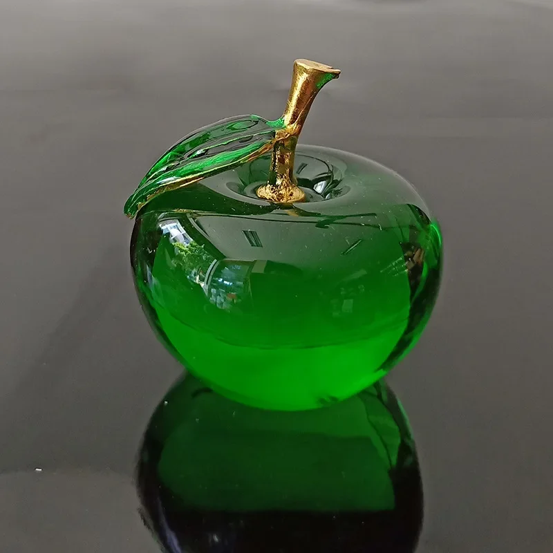 1 Pcs Fashionable Transparent Crystal Glass Apple Creative Home Decoration Ornament Beautiful Festive