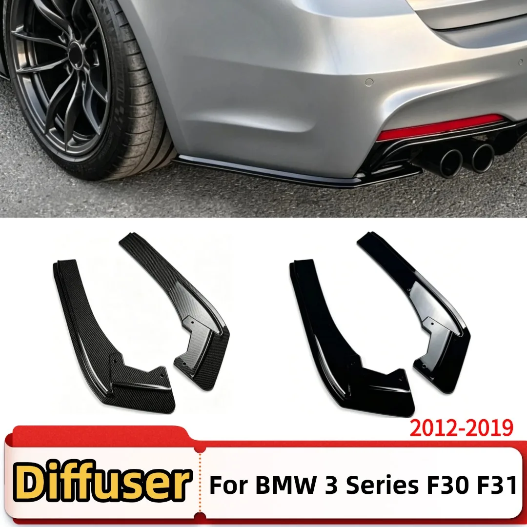 Tylny zderzak, boczne splittery, dyfuzor, spoiler do BMW serii 3 F30 F31 M Sport 2012-2019, elementy zewnętrzne, czarny połysk, szeroki body kit.