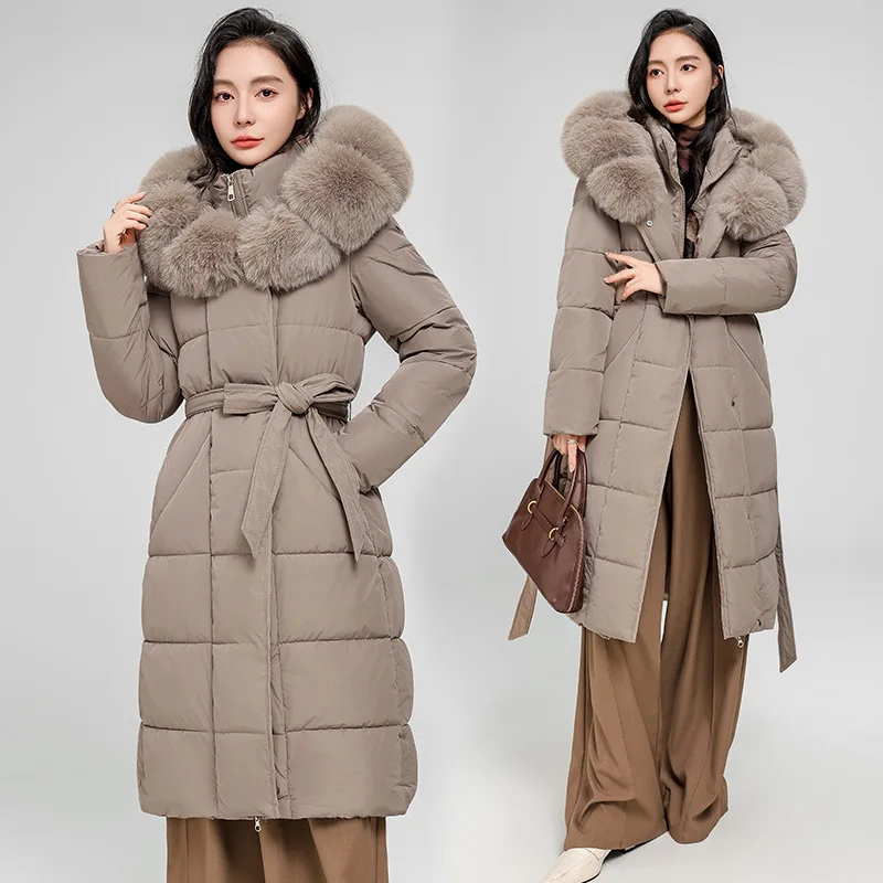 

Зимний большой меховой воротник с капюшоном и хлопковой подкладкой, длинные зимние парки, женская куртка-пуховик, пальто, свободный меховой воротник, женская ветрозащитная верхняя одежда