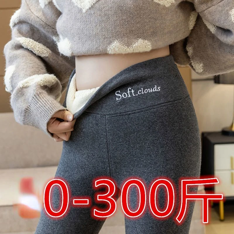 

Winter Women's Thicken Lambwool Leggings Fleece Lined Ankle-length Pants Casual Warm Leggings Trousers Hight Waist Pantalon New