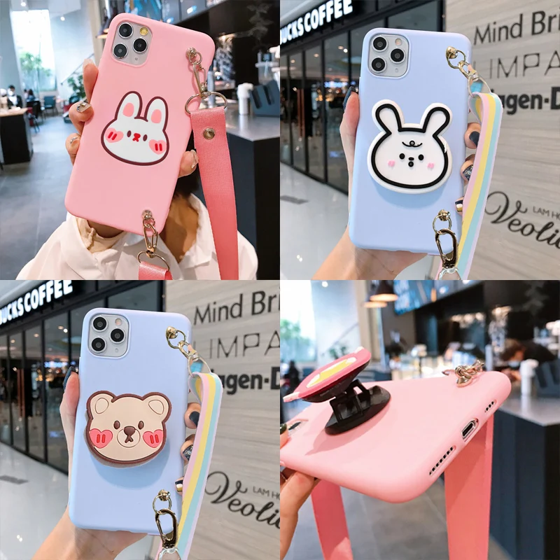 Cartoon niedlichen Kaninchen Bär Halterung Fall für Huawei Nova 12 Pro 11 Ultra 10 se 9z 8i 7i 6 se 5t 5z Stand halter Abdeckung