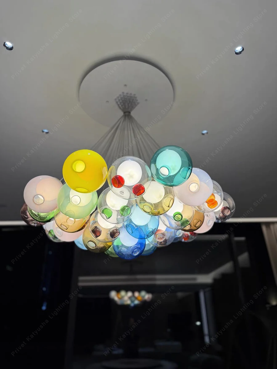 

Modern Dining Room Decoration Dimmable Rectangle Colorful Balls Chandelier Lamapras De Techo Lustres Bedside Hanging Lamp