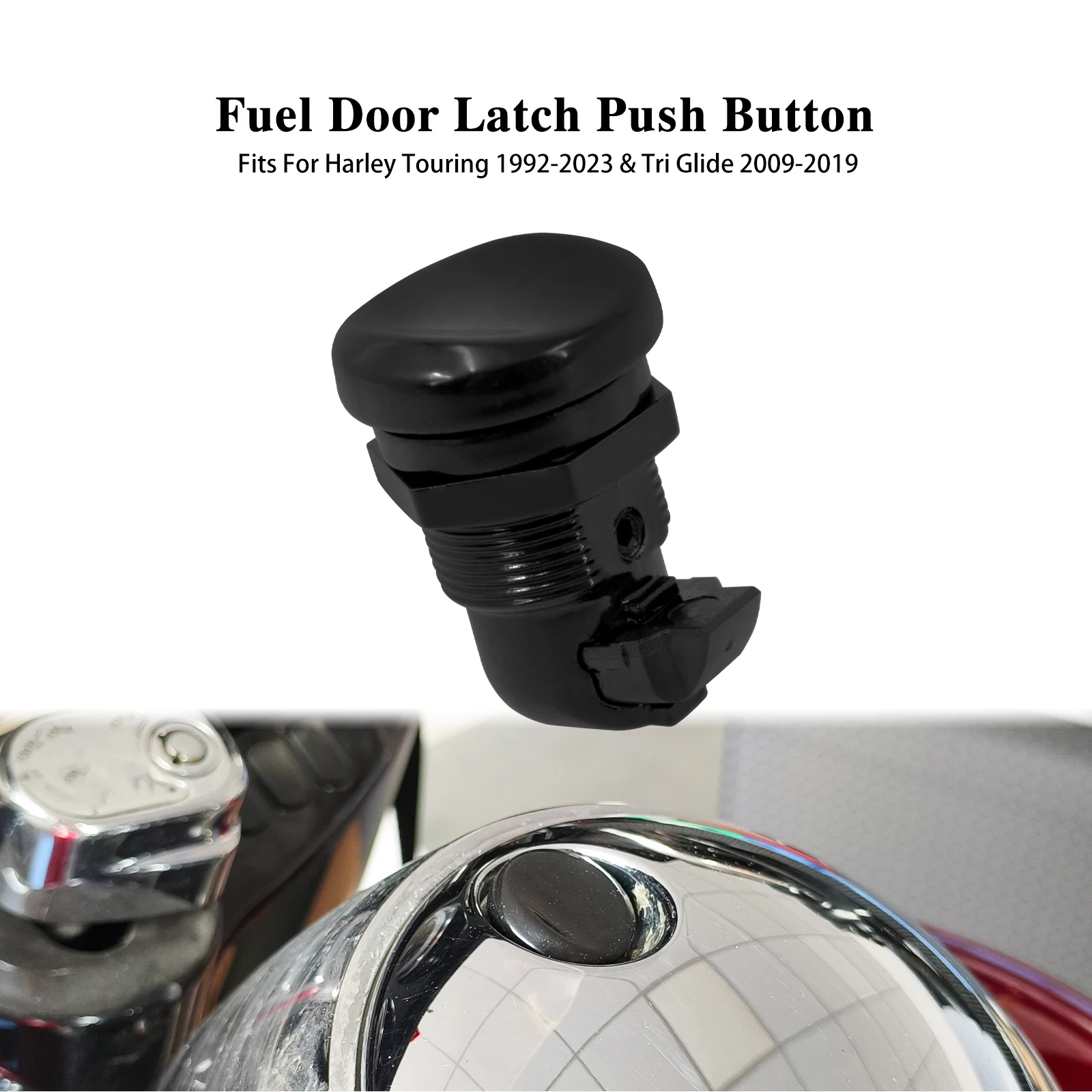 Motorcycle Black Fuel Door Latch Push Button Gas Cap For Harley Touring Street Road Electra Glide FLHT FLHX 1992-2025 - view 3