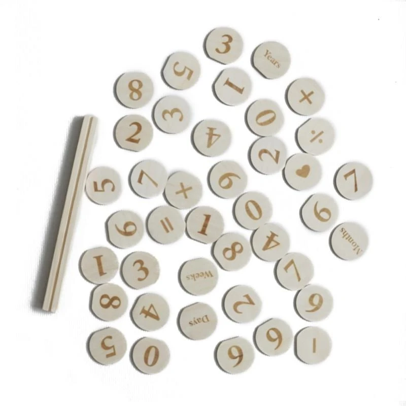 J15U Hölzerne monatliche Meilenstein-Fotokarten, Schallplatten, frühes Lernen, Multiplikation, Holzspäne, Baby, Kinder,