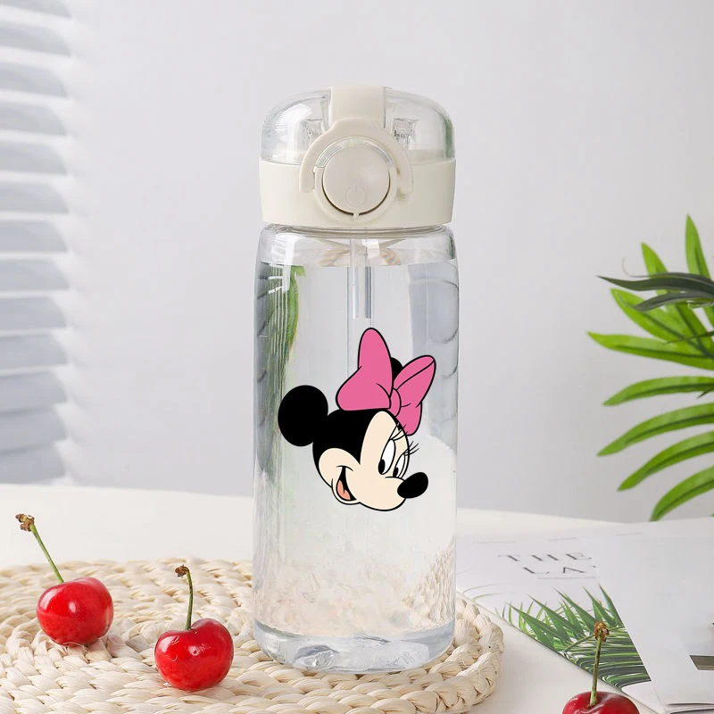 400Ml Disney Minnie Mouse Cartoon Stro Cup Jongens En Meisjes Student Drop-Resistent Nieuw Zomer Waterglas Mooi Draagbaar