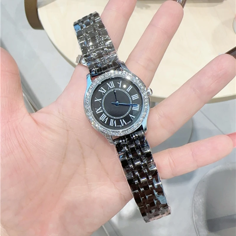 أزياء العلامة التجارية ساعات المعصم النساء فتاة السيدات جميلة 32mm الهاتفي الصلب المعادن الفرقة الكوارتز ساعة فاخرة CA165