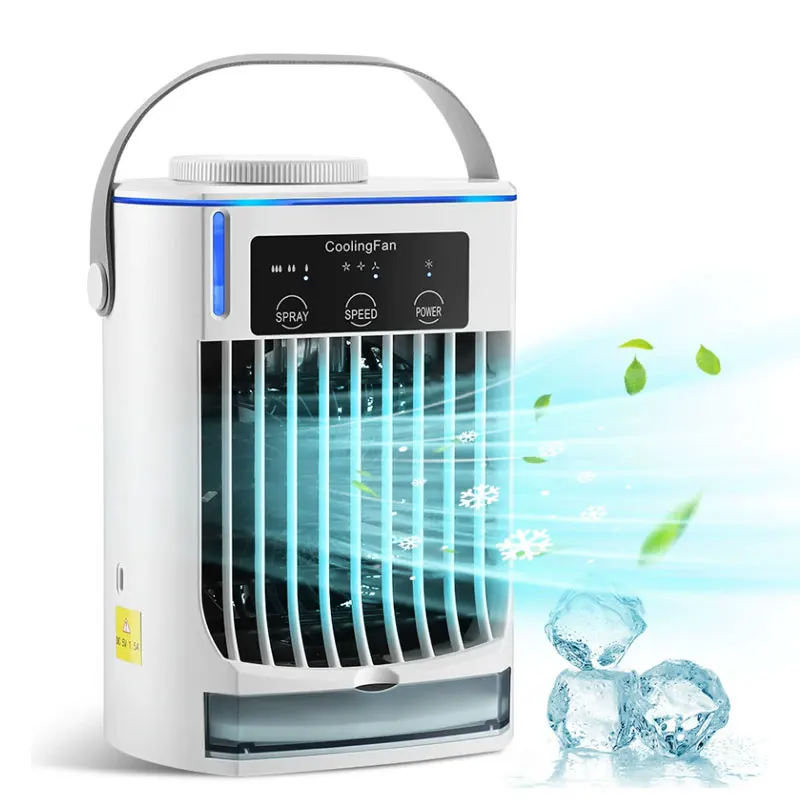 air cooler USB plug +ultrasonic atomization desktop Fan ambient light activated carbon filter, for home and office use
