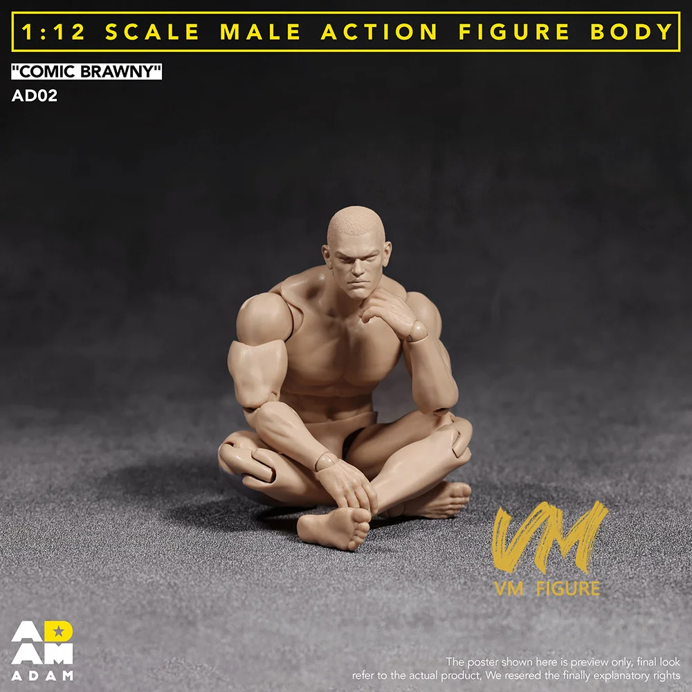 ADAM-AD02 1/12 Mannelijke Sterke Spiergewricht Lichaam 6 inch Super Flexibele Comic Soldaat Action Figure Lichaam Pop Speelgoed met Hoofd Model