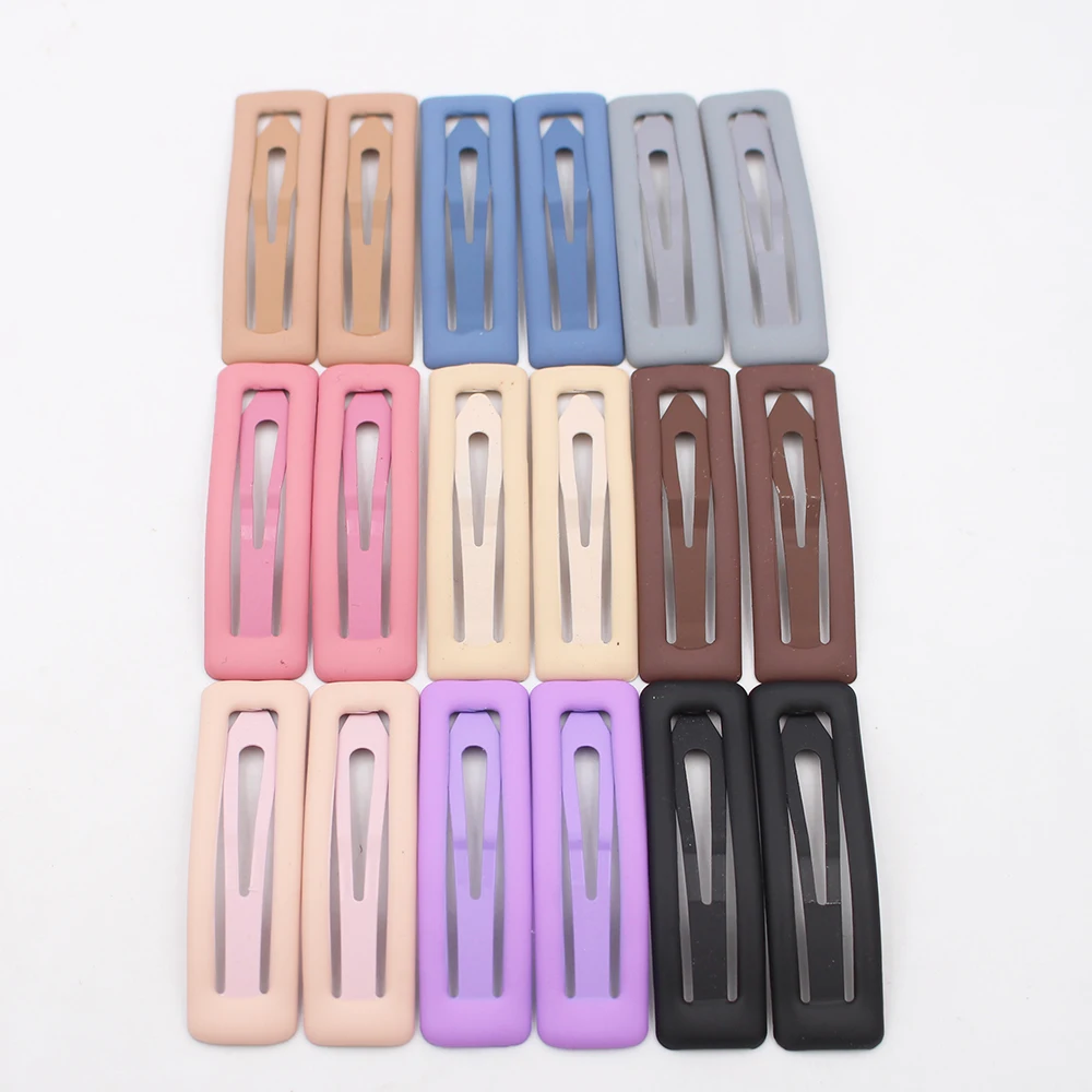 4Pcs Korea Matt Color Hollow Geometric Bobby Pin Rectangle Alloy Hairpin Solid Hair Snap Simple Bangs Holder Hair Clip For Girls