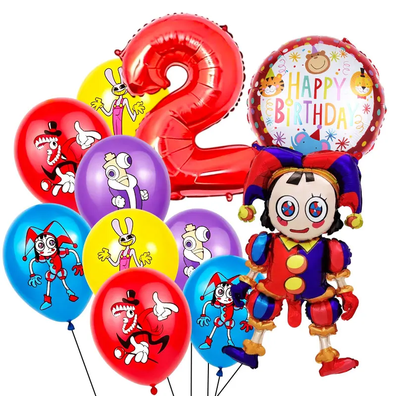 The Amazing Digital Circus Geburtstagsdekoration Tischgeschirr Becher Teller Servietten Ballon-Set Banner Hintergrund Geschenktüten Party-Zubehör – Detail 19
