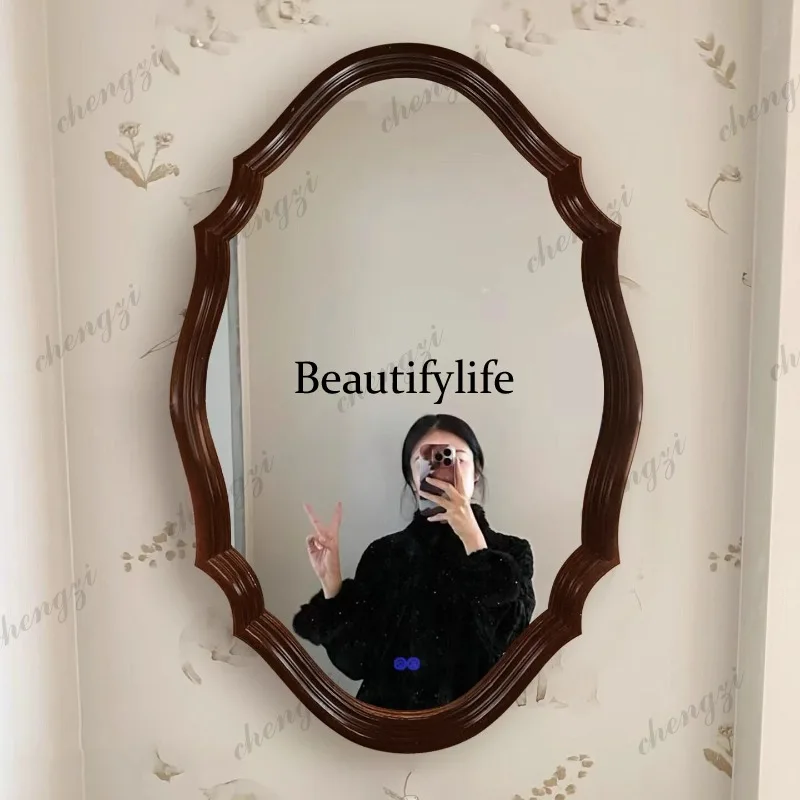 HR French retro bathroom mirror toilet wall hanging medieval makeup American dressing toilet mirror