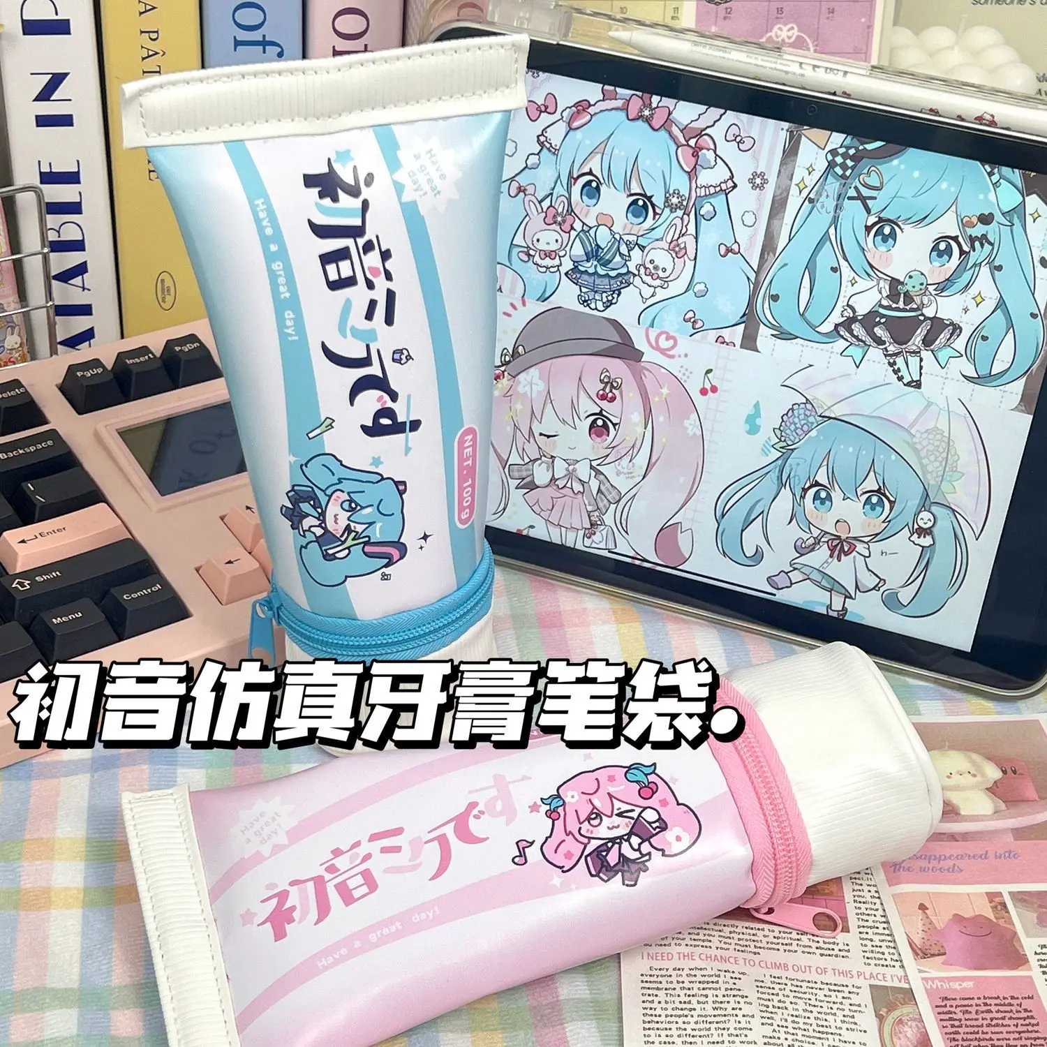 Hatsune Miku Simulation Toothpaste Pencil Case Large Capacity Funny Pen Holder, Student Desktop Organizer Stationery Storage Box view 6