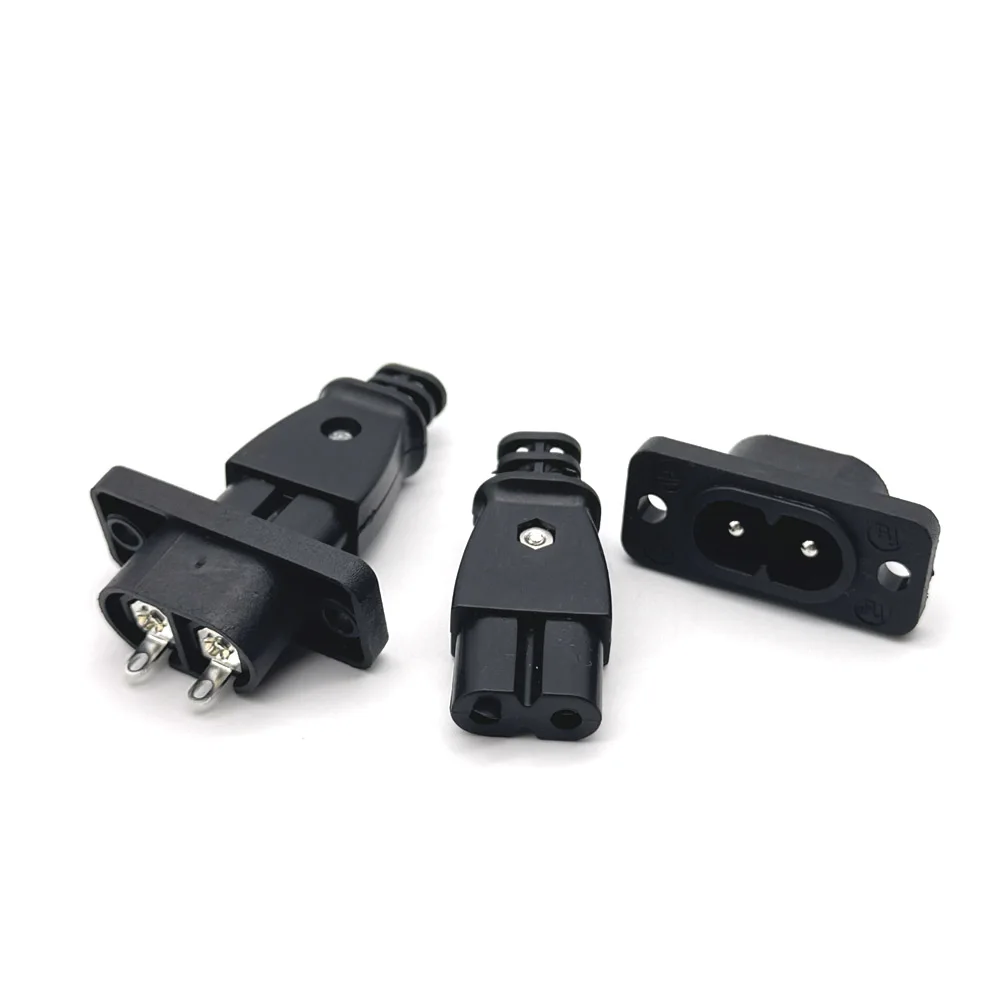 1/3Pcs C7 C8 Male Female Plug Power Outlet Embedded Electric Connector Connector 35mm*15mm AC 2.5A 5A 250v 3515mm