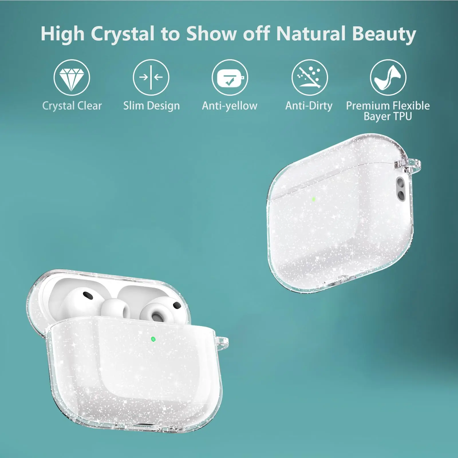 Clear Shine Case for Airpods Pro 3 Protective Earphone Case Accessories for Airpods Pro 3 Pro 3rd Generation with Carabiner 2025