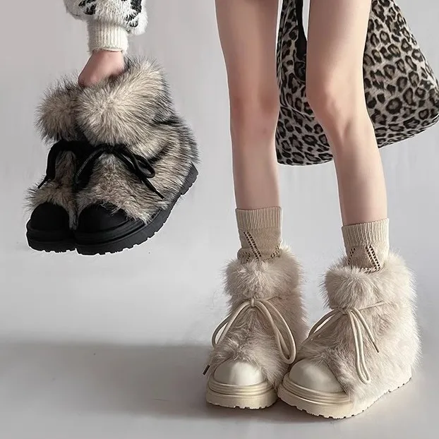 

Comfortable Fashionable Furry Women's Snow Boots Autumn Winter New Style Anti-slip Thickened Cotton Boots Trendy Short Tube