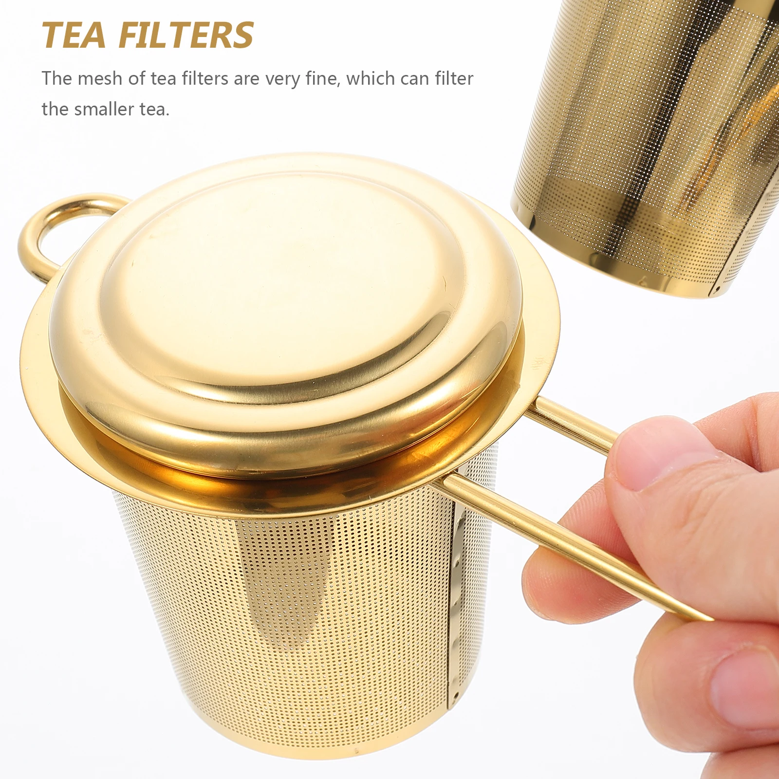 

Stainless Steel Filter Strainer Infuser Set Golden Stainless Steel Tea Filters Teapot Milk Coffee Spoon Kit