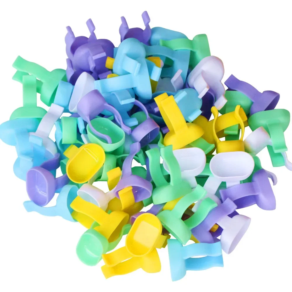 800PCS Dental Disposable Plastic Prophy Rings Handy Finger Bowl Cup for Mixing Cement Powder Class Dentistry Products Tools