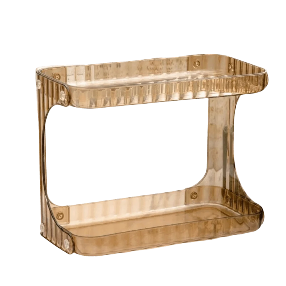 Double Layer Bathroom Organizer Transparent Display Stand Makeup Storage Rack Large Capacity Plastic Desktop Storage Shelf