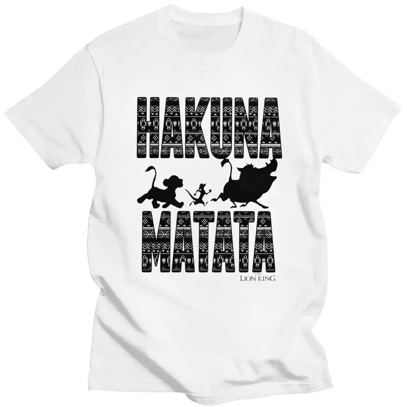 تيشيرت رجالي كاجوال فضفاض مناسب مخصص ، نمط هاكونا ماتاتا ، تي شيرت من القطن الخالص ، الملك الأسد ، فضفاض مناسب