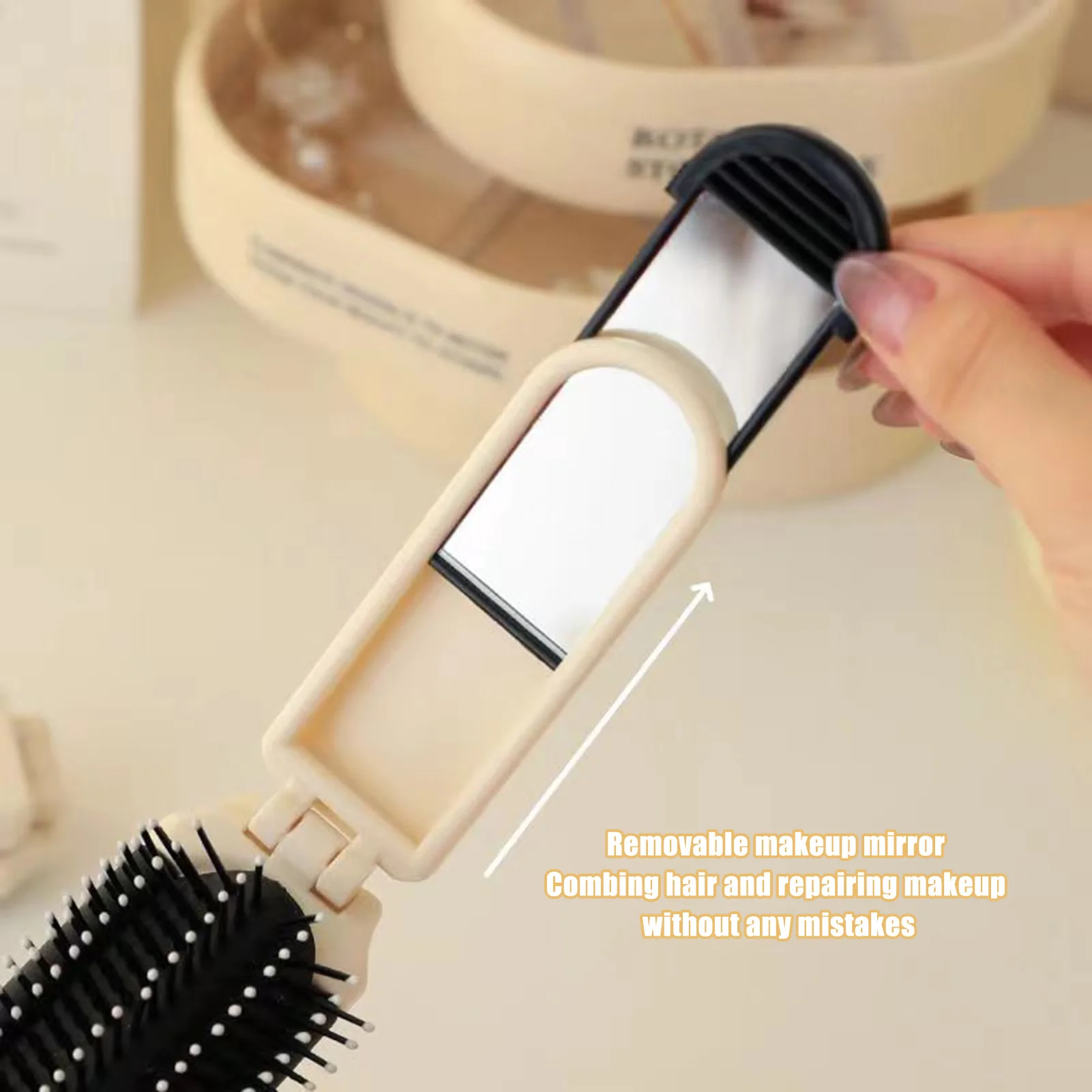 1PCS Folding Mini Pocket Hair Comb with Mirror Portable Massage Comb Brush for Salon Travel Outdoor Makeup Styling Tools