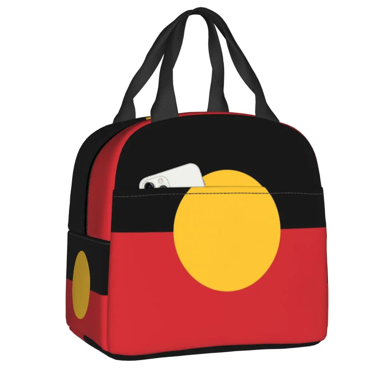 

Custom Australian Aboriginal Flag Insulated Lunch Tote Bag for Women Thermal Cooler Food Lunch Box Outdoor Camping Travel